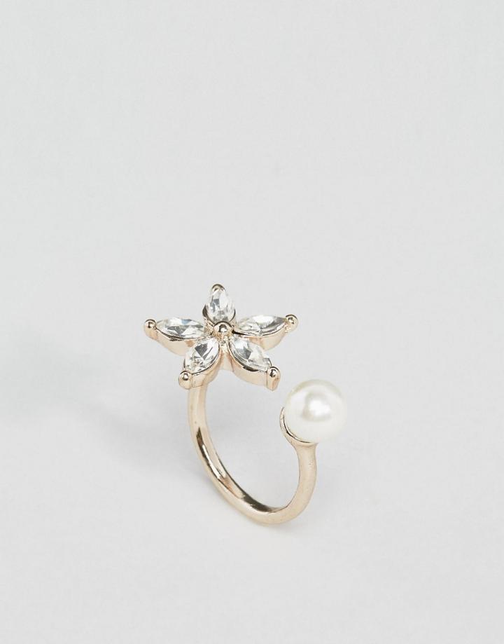 Oasis Pearl & Flower Ring - Gold