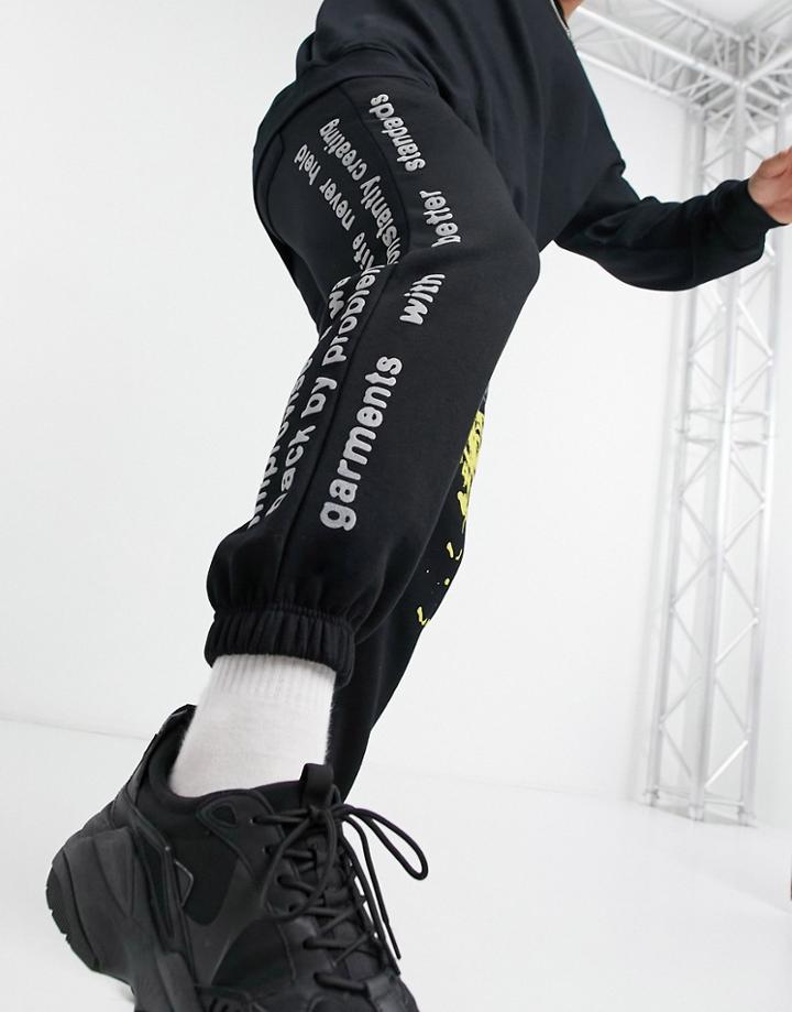 Pull & Bear Sweatpants With Graffiti Print In Black