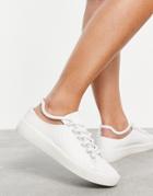 River Island Embossed Logo Rubberized Sneakers In White