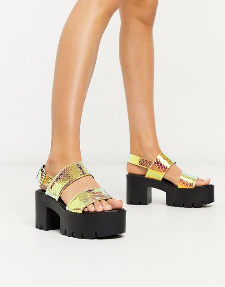 Truffle Collection Chunky Platform Heeled Sandals In Irredescent-multi