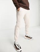 Asos Design Tapered Sweatpants With Seam Details In Beige-neutral