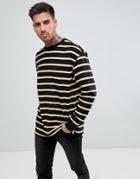 New Look Striped Long Sleeve T-shirt In Light Yellow - Yellow