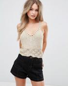 Lasula Festival Crochet Crop Top - Beige