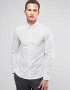 Celio Long Sleeve Slim Fit Shirt With All Over Ditsy Print - White
