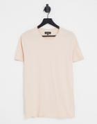 Brave Soul Raw Edge T-shirt In Pale Pink