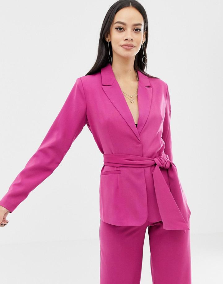 Unique21 Tie Waist Blazer-purple