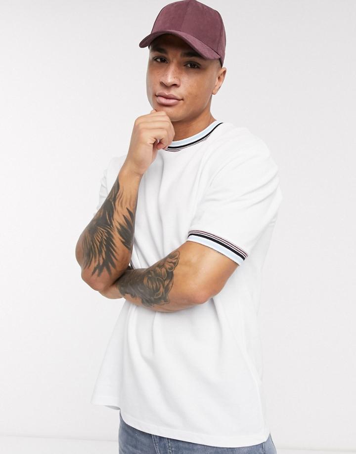 Topman Oversized T-shirt With Tipping In White
