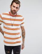 Asos Longline T-shirt In Towelling With Retro Stripe - Multi