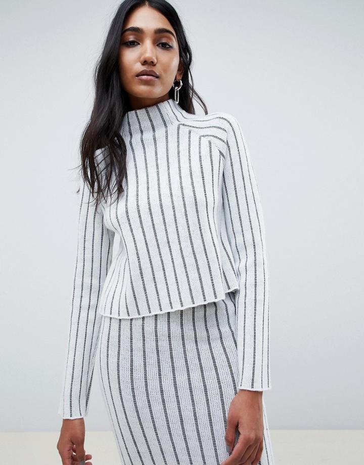 Asos Design Two-piece Deep Rib Sweater With High Neck-white