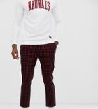 Mauvais Skinny Cropped Pants In Red Check - Red