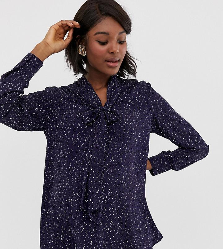 Glamorous Bloom Blouse With Pussybow In Star Print
