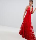 A Star Is Born Maxi Prom Dress With Embellishment And Embroidery - Red