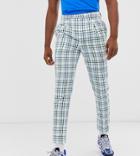Asos Design Tall Slim Crop Smart Pants In Large Scale White Check