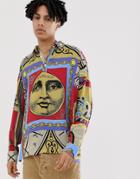 Asos Design Face Print Shirt - Green