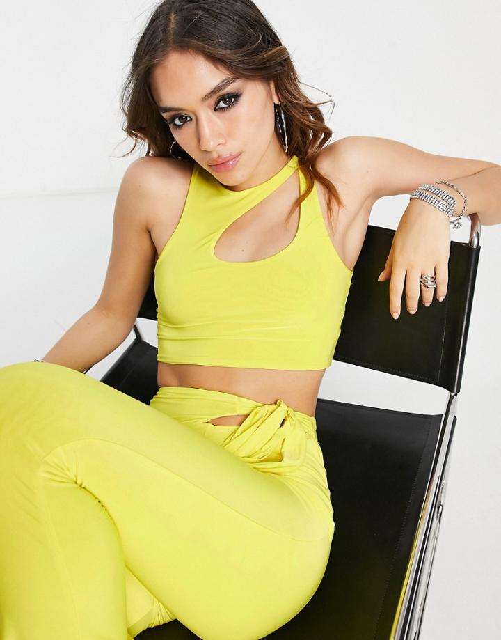 Wavey Racer Front Crop Top In Yellow - Part Of A Set