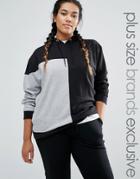 Daisy Street Plus Color Block Longline Hoodie - Black