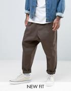Asos Drop Cotch Joggers With Drawcords In Brown - Brown