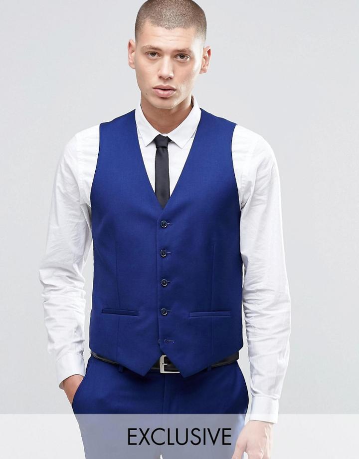 Farah Skinny Vest In Blue - Rich Blue