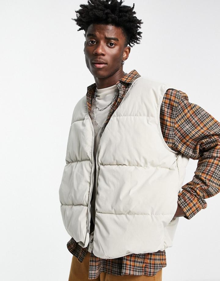 Mennace Puffer Sleeveless Vest In Beige - Part Of A Set-neutral