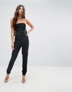 Outrageous Fortune Bandeau Lace Top Tailored Jumpsuit - Black