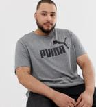 Puma Plus Essentials T-shirt With Large Logo In Gray - Gray
