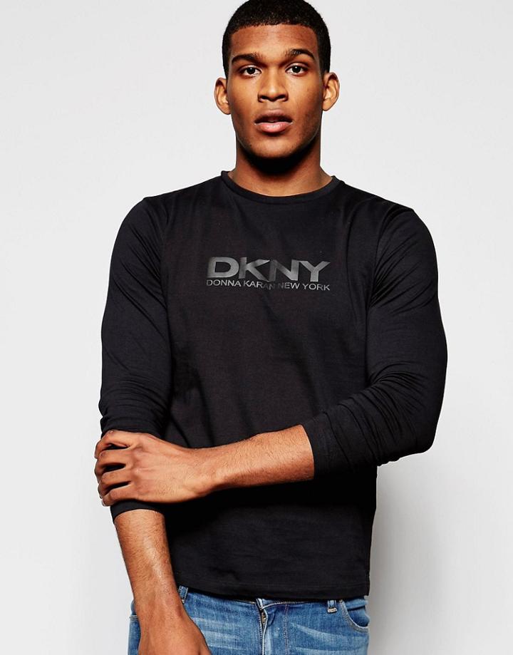 Dkny Long Sleeve T-shirt Rubber Print - Black