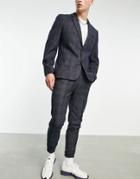 Asos Design Tapered Suit Pant With Cuff In Navy Check
