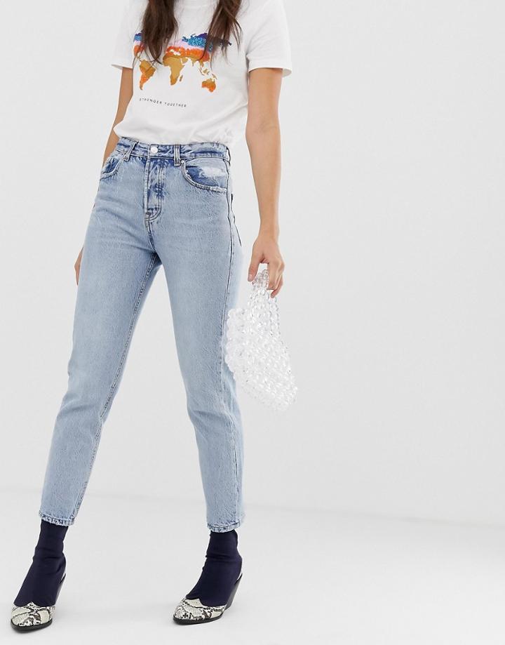 Stradivarius Mom Jean In Blue
