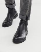 Depp London Leather Chunky Chelsea Boot-black