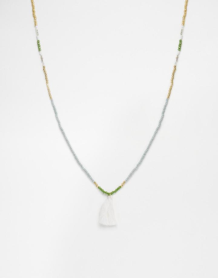Pieces Teressa Tassel Long Necklace - Reseda