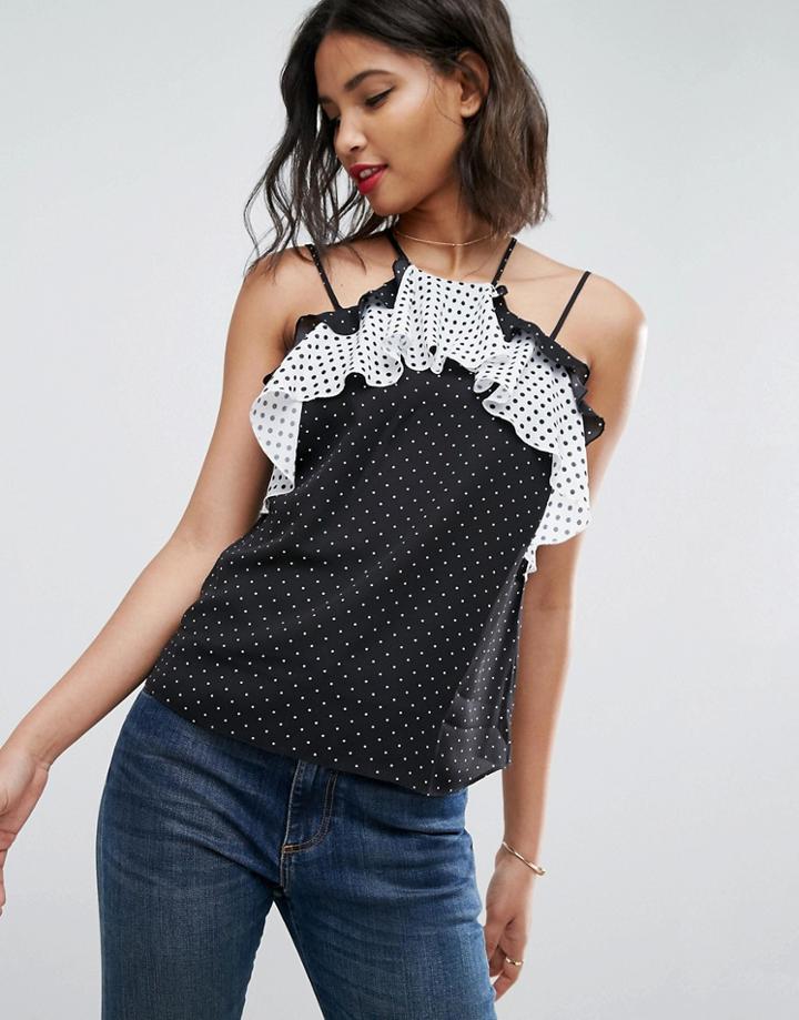 Asos Ruffle Cami In Mixed Spot - Multi