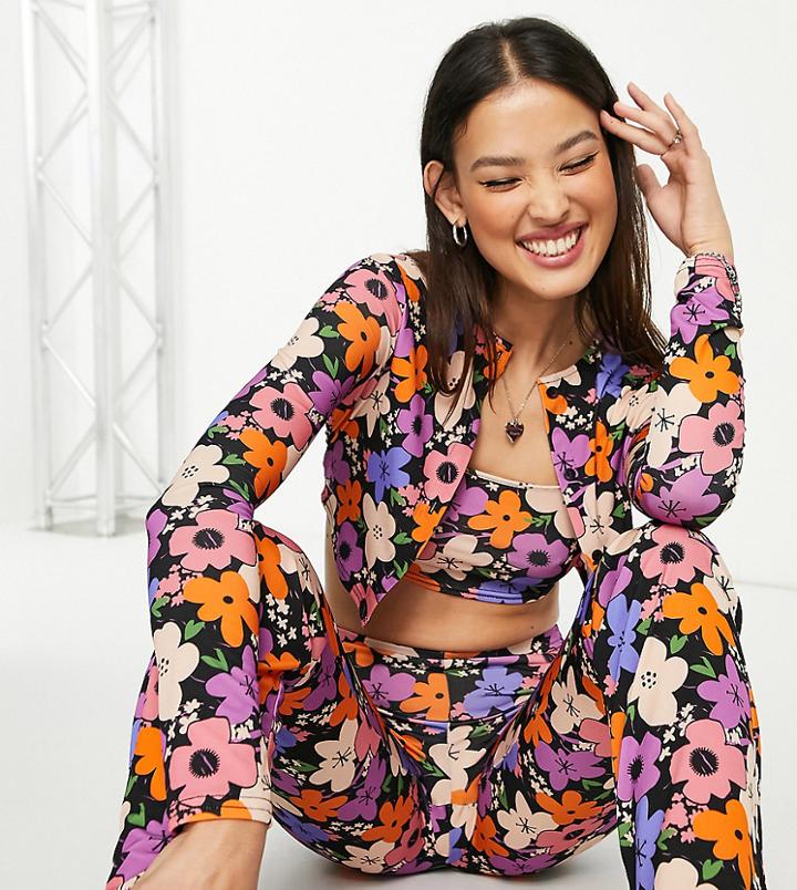 Collusion Floral Button Cardigan In Multi - Part Of A Set