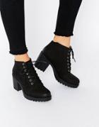 Vagabond Grace Black Nubuck Lace Up Ankle Boots - Black Nubuck
