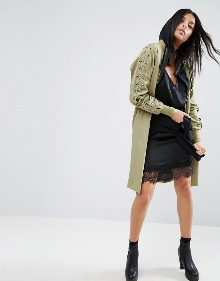 Story Of Lola Longline Bomber Jacket - Green