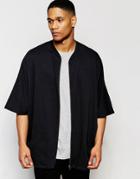 Asos Oversized Jersey Short Sleeve Bomber Jacket - Black