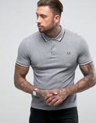 Fred Perry Slim Fit Twin Tipped Polo Shirt Gray - Gray