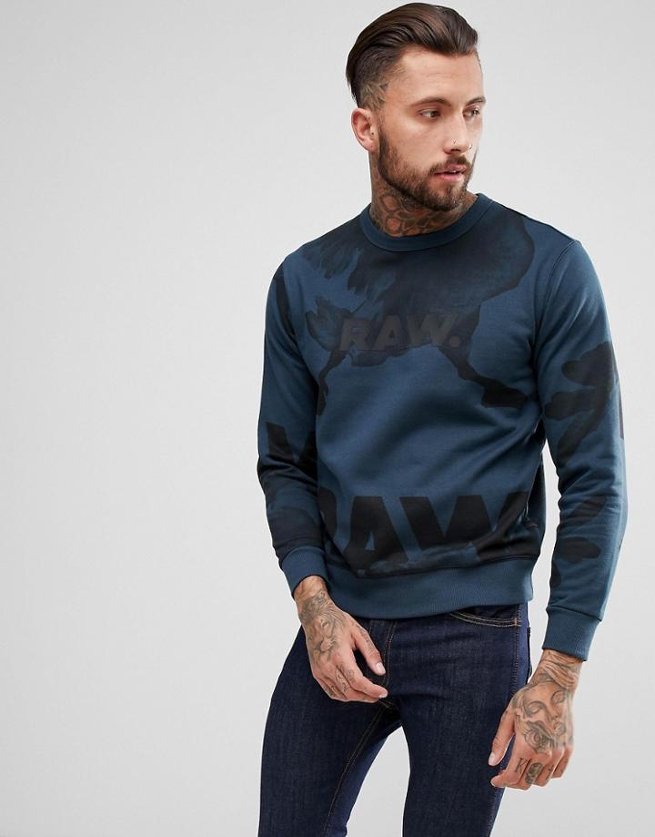 G-star All Over Swan Logo Sweatshirt - Blue