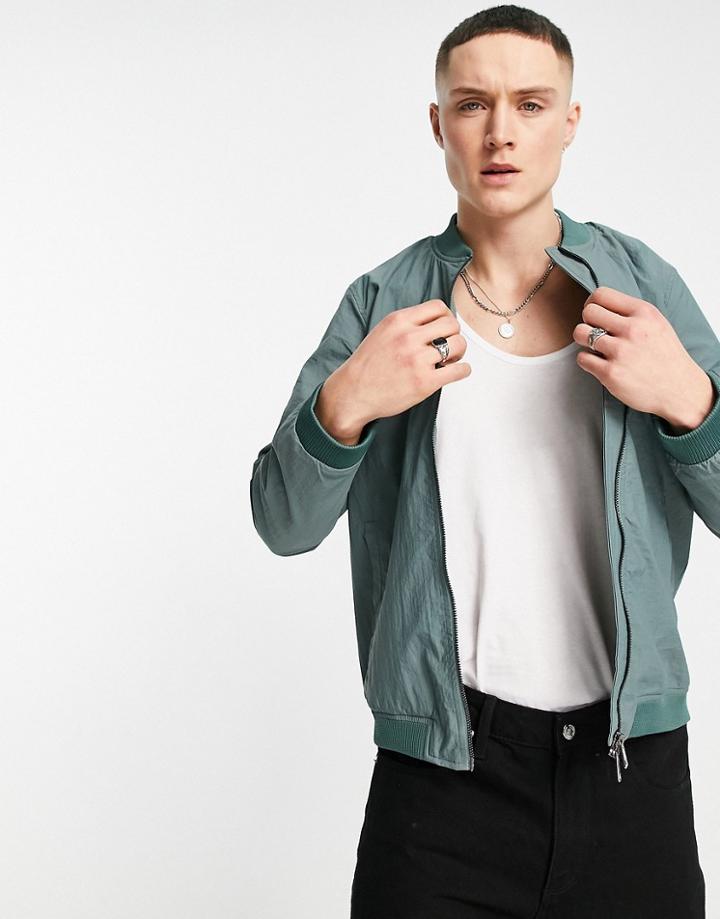 Bolongaro Trevor Crinkle Nylon Bomber Jacket-green