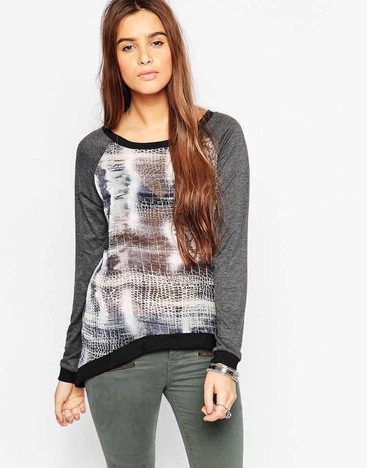 Vintage Havana Croc Print Sweater - Navy