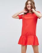 Asos Mini Drop Hem T-shirt Dress - Red