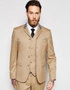 Asos Skinny Four Button Suit Jacket In Camel - Camel