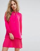 Only Woven Dress With Frill Hem - Pink