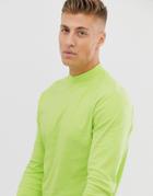 New Look Turtleneck Long Sleeve T-shirt In Neon Yellow