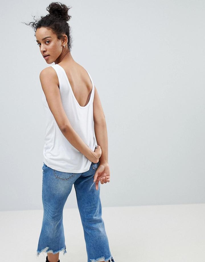 Asos Sleeveless Top With Scoop Back - White