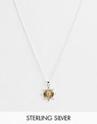 Asos Design Sterling Silver Necklace With Religious Pendant In Mixed Metals-multi