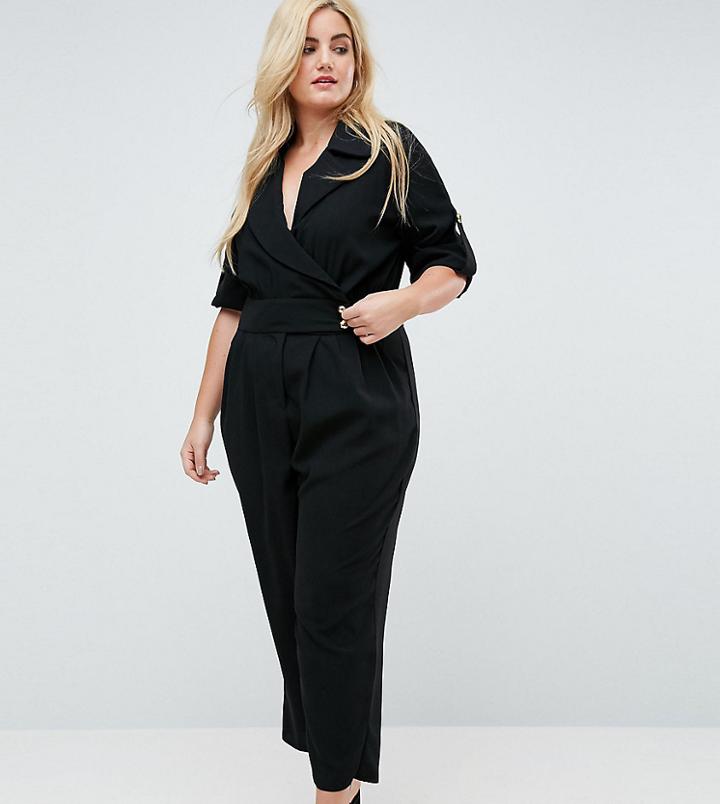 Asos Curve Soft Tux Jumpsuit - Black