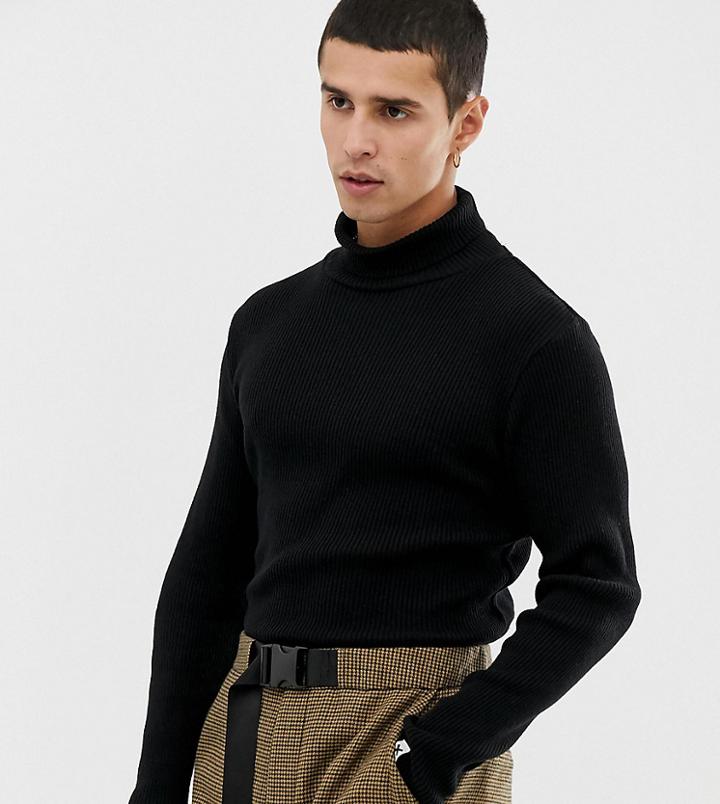 Collusion Skinny Fit Ribbed Roll Neck Sweater-green