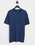 Threadbare Oversized Pocket T-shirt In Ocean Blue-navy