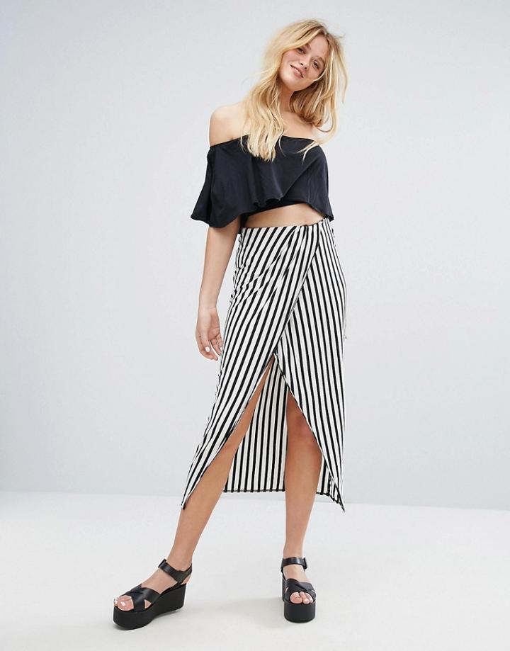 Bershka Wrap Front Maxi Skirt - Multi