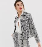 Warehouse Faux Leather Jacket In Snake Print - Multi